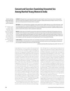 Consent and Coercion: Examining Unwanted Sex Among Married Young Women in India