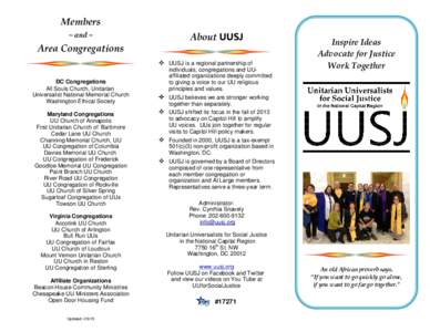 Members ~ and ~ About UUSJ  Area Congregations