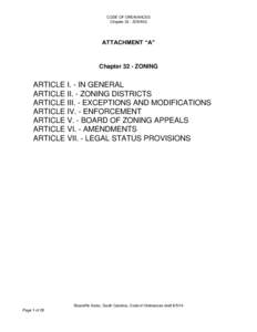 CODE OF ORDINANCES Chapter 32 - ZONING ATTACHMENT “A”  Chapter 32 - ZONING