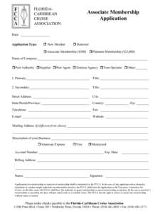 FLORIDACARIBBEAN CRUISE ASSOCIATION Associate Membership Application