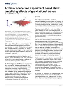 Artificial spacetime experiment could show tantalizing effects of gravitational waves