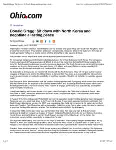 Donald Gregg: Sit down with North Korea and negotiate a lasti...  http://www.ohio.com/cmlink?print=1 Click to Print