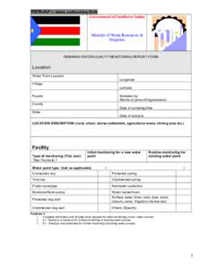 DRWSS – data collection form Government of Southern Sudan Ministry of Water Resources & Irrigation