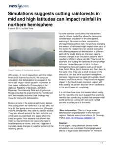 Simulations suggests cutting rainforests in mid and high latitudes can impact rainfall in northern hemisphere