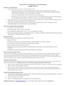 Indoor Clean Air Act Highlights for Law Enforcement Updated April 2012 Steps for Law Enforcement 1. Know the Law (KSA 2011 Supp[removed]through[removed]o