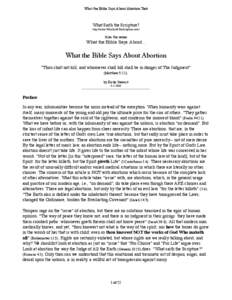 What the Bible Says About Abortion Text  What Saith the Scripture? http://www.WhatSaithTheScripture.com/  from the series