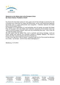 ALDA President Otocan Statement on Nobel prize EU