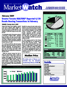 SINGLE FAMILY RESIDENTIAL BREAKDOWN  February 2009 Greater Toronto REALTORS® Reported 4,120 Resale Housing Transactions in February