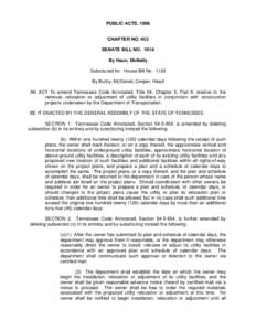 PUBLIC ACTS, 1999 Chapter No. 452 CHAPTER NO. 452 SENATE BILL NO[removed]By Haun, McNally Substituted for: House Bill No. 1132