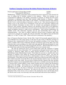 Southern Campaign American Revolution Pension Statements & Rosters Pension application of George Hayes S1668 fn35NC Transcribed by Will Graves[removed]Methodology: Spelling, punctuation and/or grammar have been correcte