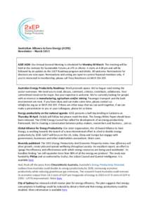   	
   Australian	
  Alliance	
  to	
  Save	
  Energy	
  (A2SE)	
   Newsletter	
  –	
  March	
  2015	
   	
   	
  