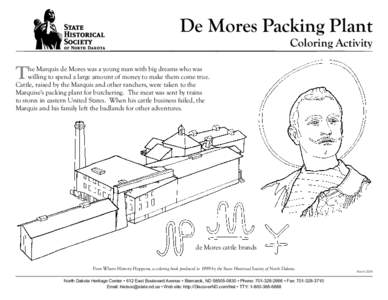 De Mores Packing Plant Coloring Activity T  he Marquis de Mores was a young man with big dreams who was
