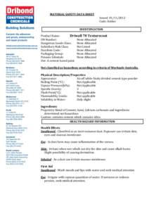 MATERIAL SAFETY DATA SHEET  Issued[removed]Code: Amber  IDENTIFICATION