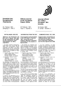 Amtsblatt des Europäischen Patentamts Official Journal of the European