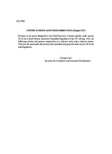 G.N[removed]UNITED NATIONS SANCTIONS ORDINANCE (Chapter 537) Pursuant to the power delegated by the Chief Executive, I hereby specify, under section 30 of the United Nations Sanctions (Somalia) Regulation (Cap 537 sub.leg