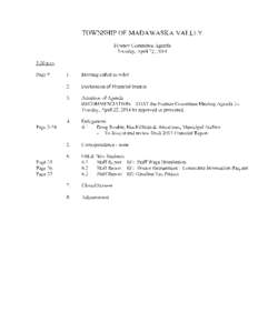 TOWNSHIP OF MADAWASKA VALLEY Finance Committee Agenda Tuesday, April 22, 2014 5:30 p.m.  Page #