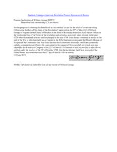 Southern Campaign American Revolution Pension Statements & Rosters Pension Application of William George R20373 Transcribed and annotated by C. Leon Harris. VA