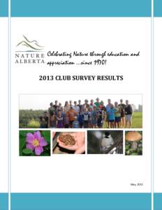 Celebrating Nature through education and appreciation ...since 1970! 2013 CLUB SURVEY RESULTS May, 2013