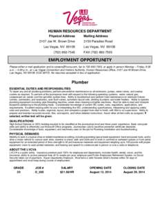 HUMAN RESOURCES DEPARTMENT Physical Address 3107 Joe W. Brown Drive Las Vegas, NV[removed]7545