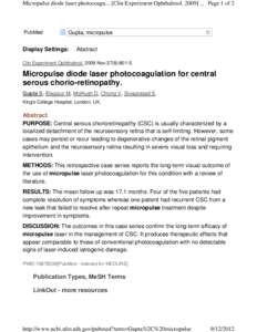 Micropulse diode laser photocoagu... [Clin Experiment Ophthalmol[removed]Page 1 of 2  PubMed Gupta, micropulse