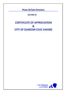 Phase 38 Data Directory SECTION 19 CERTIFICATE OF APPRECIATION & CITY OF DUNEDIN CIVIC AWARD