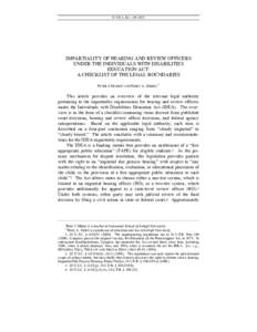 83 N.D. L. REV[removed]IMPARTIALITY OF HEARING AND REVIEW OFFICERS UNDER THE INDIVIDUALS WITH DISABILITIES EDUCATION ACT: A CHECKLIST OF THE LEGAL BOUNDARIES