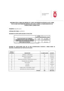 INFORMACIÓN A PUBLICAR SEGÚN LEY[removed], DE MODIFICACIÓN DE LA LEY[removed]POR LA QUE SE ESTABLECEN MEDIDAS DE LUCHA CONTRA LA MOROSIDAD EN LAS OPERACIONES COMERCIALES TRIMESTRE: SEGUNDO 2013 APROBACIÓN PLENO: 26/09/