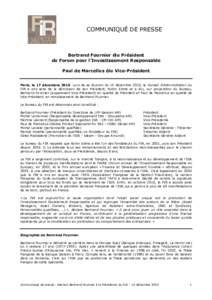 FIR Communiqué de Presse _ Election de Bertrand Fournier _ 17 Décembre 2010