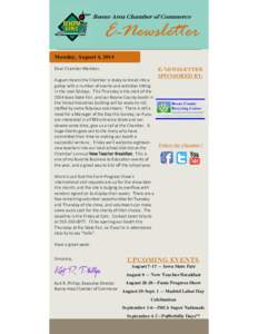 Boone Area Chamber of Commerce  E-Newsletter Monday, August 4, 2014 Dear Chamber Member,