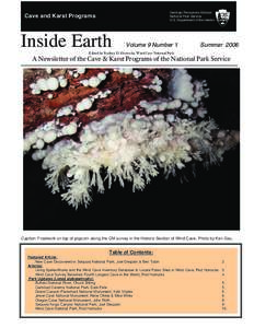 Geologic Resources Division National Park Service U.S. Department of the Interior Cave and Karst Programs