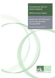 Homelessness Service System Mapping NSW Summary Report Department of Family and Community Services Housing NSW