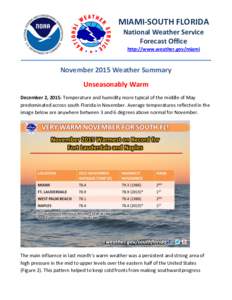 MIAMI-SOUTH FLORIDA National Weather Service Forecast Office http://www.weather.gov/miami  November 2015 Weather Summary