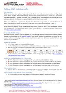 Maitland CDAT – statistical profile Introduction These statistics have been gathered to provide your CDAT with some indicators around alcohol and drug related harms. Where possible, data from local health districts (LH