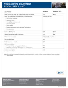 AUDIO/VISUAL EQUIPMENT RENTAL RATES – ATC EQUIPMENT DAY RATE