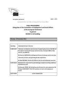 [removed]european parliament Secretariat of the Committee on Employment and Social Affairs  FINAL PROGRAMME