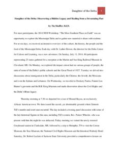 Daughter of the Delta  1 Daughter of the Delta: Discovering a Hidden Legacy and Healing from a Devastating Past by Tia Shaffer, Ed.D.