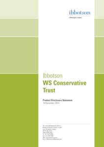 Ibbotson WS Conservative Trust Product Disclosure Statement 10 December 2014