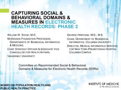 CAPTURING SOCIAL & BEHAVIORAL DOMAINS & MEASURES IN ELECTRONIC HEALTH RECORDS: PHASE 2
