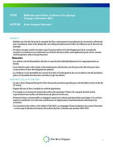 Titre	 Réflexion sur l’arbre, le fleuve et le paysage 31 pages, décembre 2017 Auteur	  Jean-Jacques Lincourt