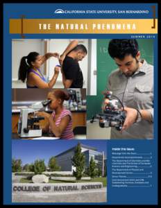 THE NATURAL PHENOMENA SUMMER 2014 Inside this Issue: Message from the Dean…………………...1 Department Accomplishments ………….2