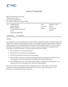 Letter of Transmittal TRC Environmental Corporation 1540 Eisenhower Place Ann Arbor, MI[removed]Tel[removed] ● Fax[removed]To: