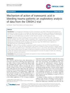 Mechanism of action of tranexamic acid in bleeding trauma patients: an exploratory analysis of data from the CRASH-2 trial