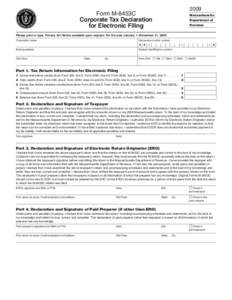 2009  Form M-8453C Corporate Tax Declaration for Electronic Filing