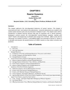 1  CHAPTER 5 Reactor Dynamics prepared by Eleodor Nichita, UOIT