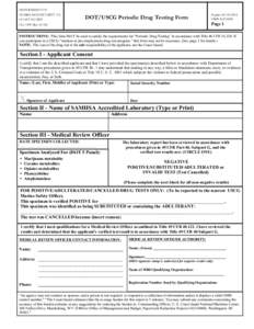 DEPARTMENT OF HOMELAND SECURITY U.S. COAST GUARD DOT/USCG Periodic Drug Testing Form