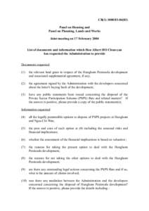 CB[removed]) Panel on Housing and Panel on Planning, Lands and Works Joint meeting on 17 February 2004 List of documents and information which Hon Albert HO Chun-yan has requested the Administration to provide