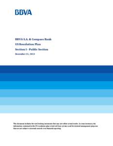 BBVA S.A. & Compass Bank - Resolution Plan 2013