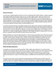 WHITE PAPER - SUPPORT STRATEGIES TO EFFECTIVELY MANAGE MOBILE BROADBAND GROWTH page 8