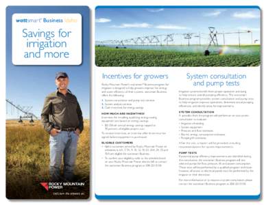 wattsmart Business Idaho ® Savings for irrigation and more