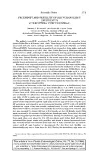 Scientific Notes  373 FECUNDITY AND FERTILITY OF RHYNCHOPHORUS CRUENTATUS